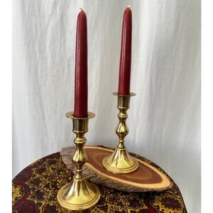 Vintage brass candlestick set 2 modern heritage classic home mantle decor witchy